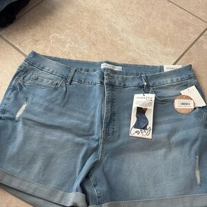 Light wash denim shorts